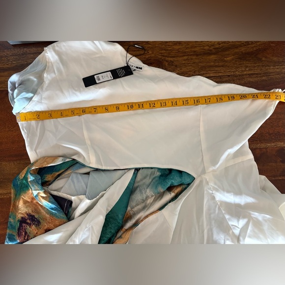 Fashion Nova Gossip Girl satin midi dress- size 2X Teal Combo NWT - Picture 13 of 13